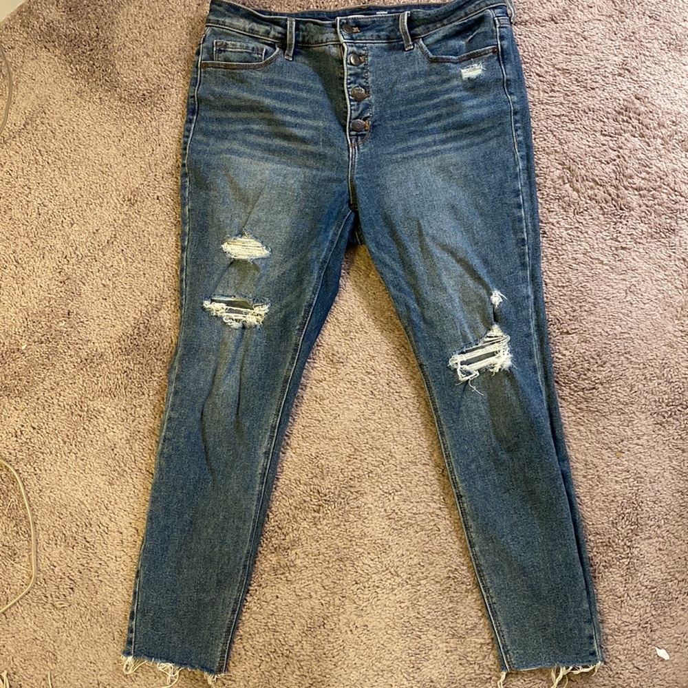 Size 12 Distressed Medium Wash Skinny Jeans